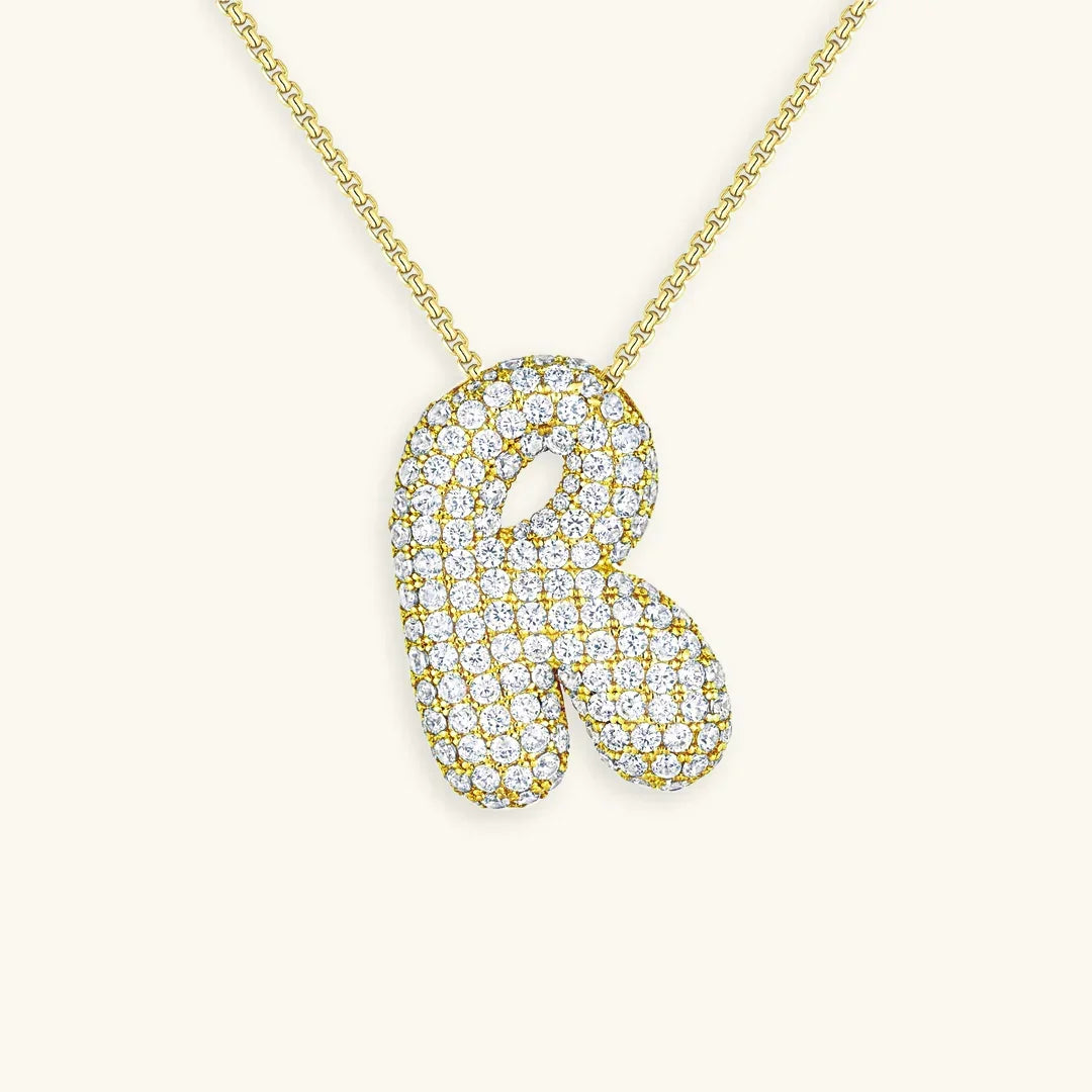 [Royal&Vicky]Bubble Initial Diamond Necklace