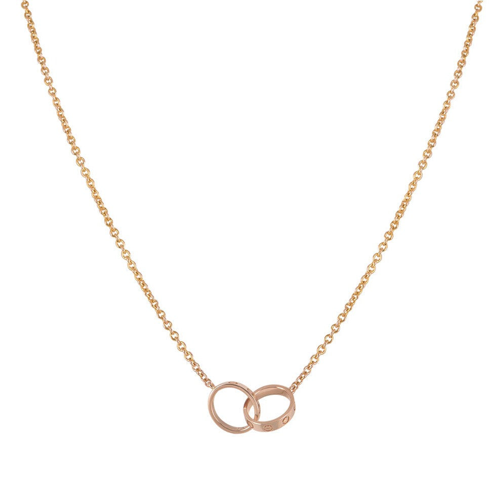 [Royal&Vicky]LOVE NECKLACE DOUBLE RING PINK GOLD
