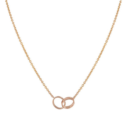 [Royal&Vicky]LOVE NECKLACE DOUBLE RING PINK GOLD