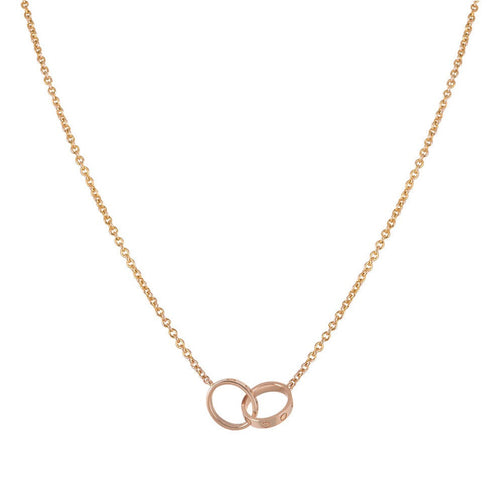 [Royal&Vicky]LOVE NECKLACE DOUBLE RING PINK GOLD