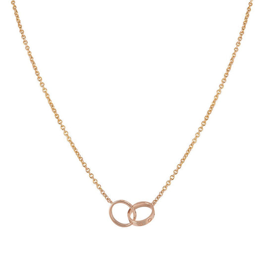 [Royal&Vicky]LOVE NECKLACE DOUBLE RING PINK GOLD