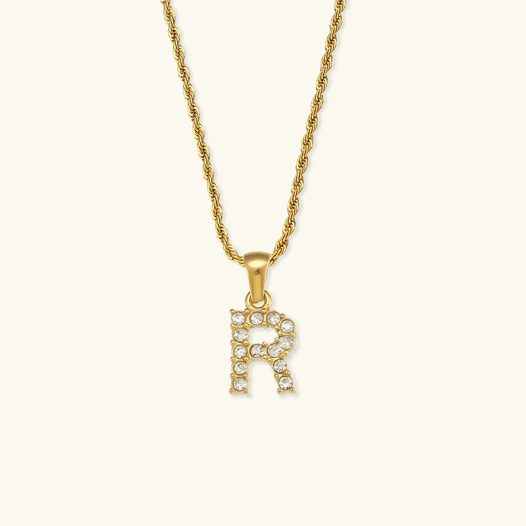 [Royal&Vicky]Maeve Letter Initial Diamond Necklace
