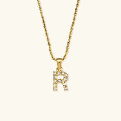 [Royal&Vicky]Maeve Letter Initial Diamond Necklace