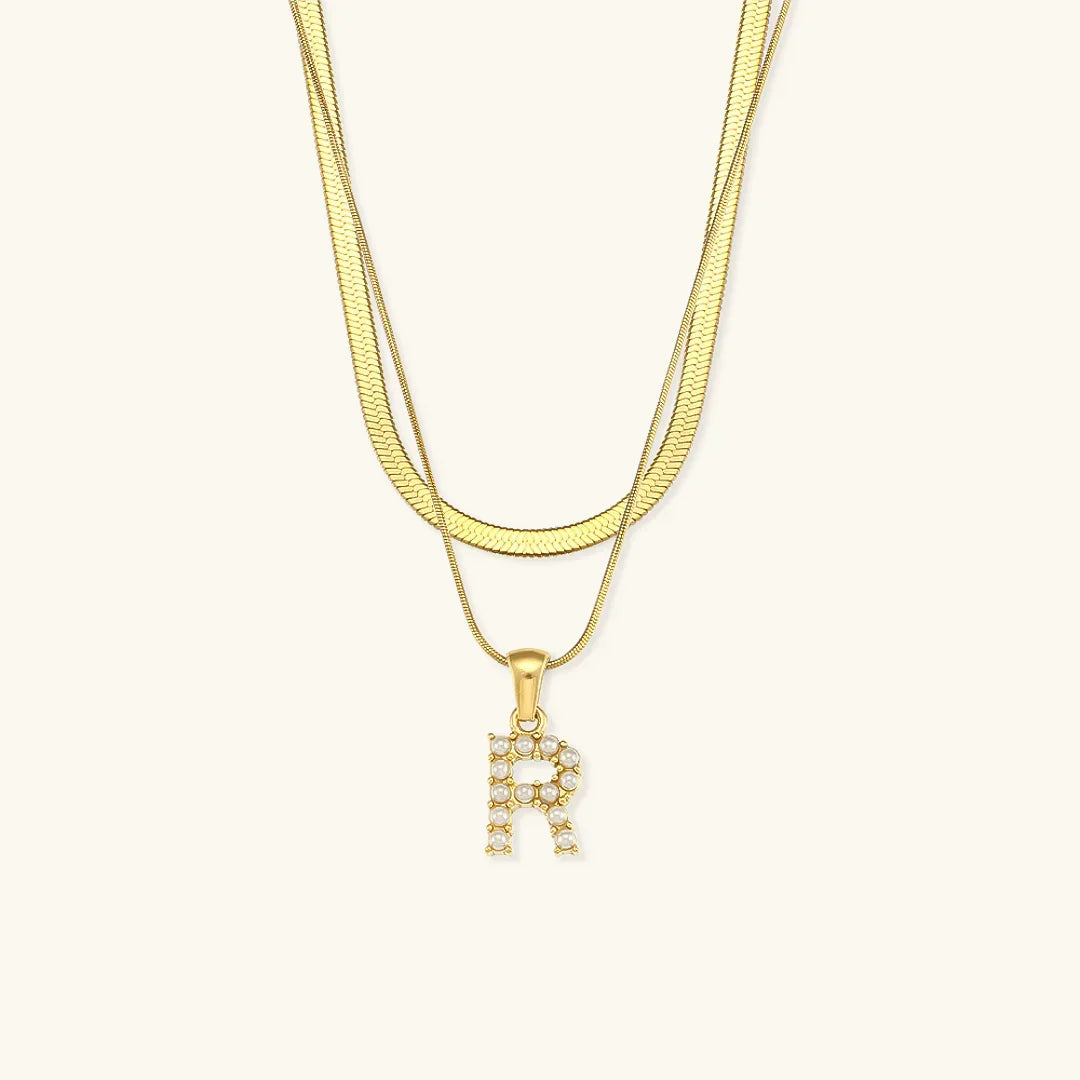 [Royal&Vicky]Fiona Layered Gold Initial Letter Necklace