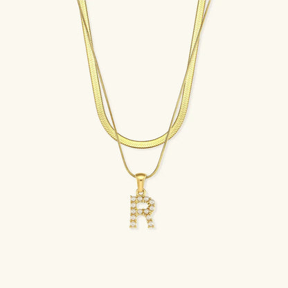 [Royal&Vicky]Fiona Layered Gold Initial Letter Necklace