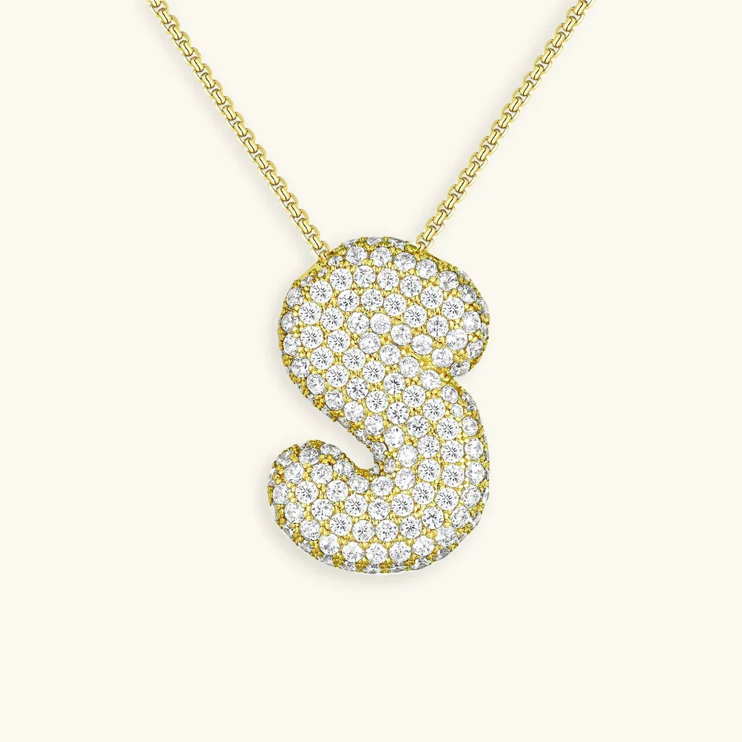 [Royal&Vicky]Bubble Initial Diamond Necklace