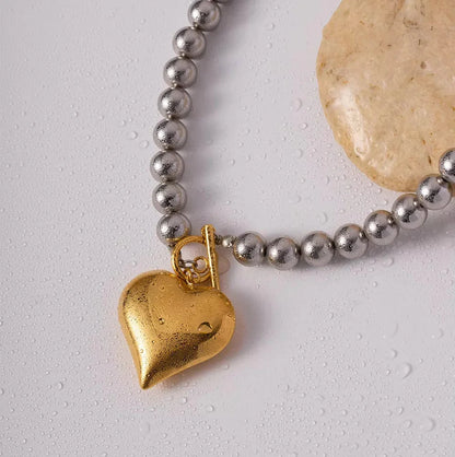 [Royal&Vicky]Alicia Chunky Bead Heart Pendant