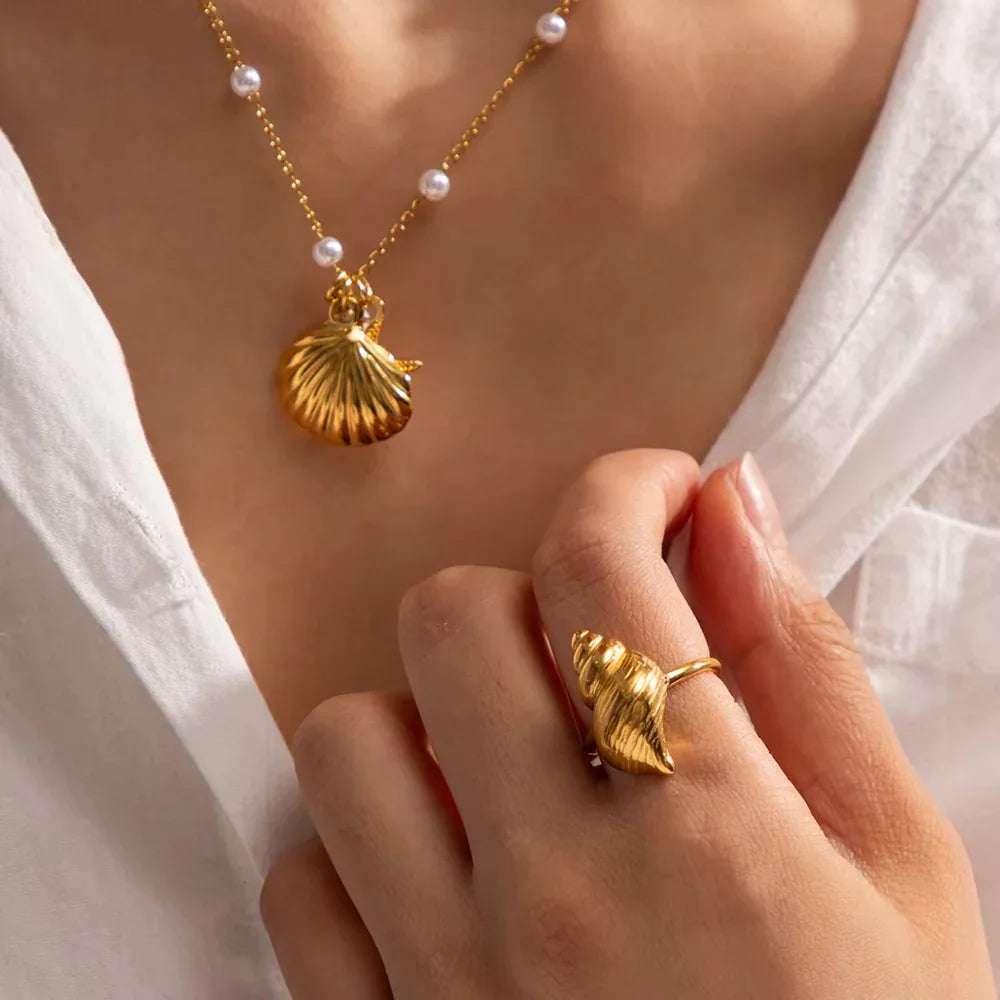 [Royal&Vicky]Ohana Sea Conch Gold Ring