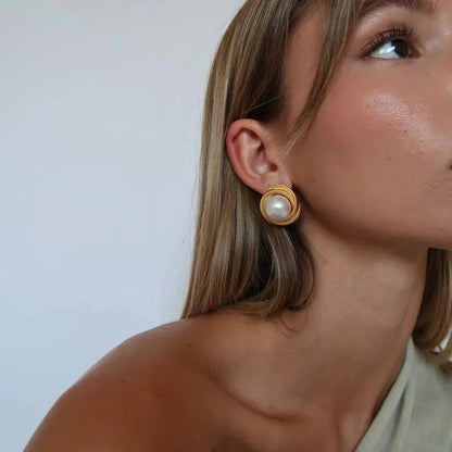 [Royal&Vicky]Aqua Freshwater Pearl Earrings