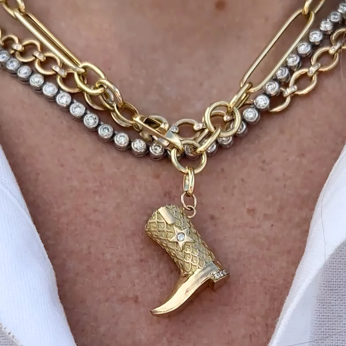 [Royal&Vicky]Makayla Gold Boot Pendant