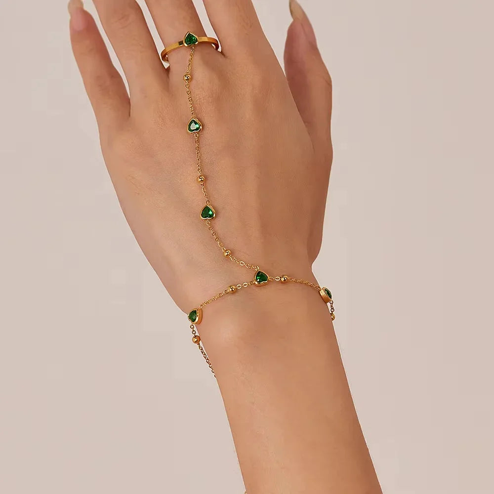 [Royal&Vicky]Gladys Emerald Heart Hand Chain