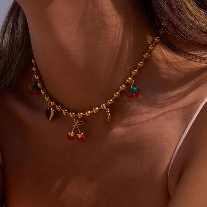 [Royal&Vicky]Kai Gold Cherry Necklace