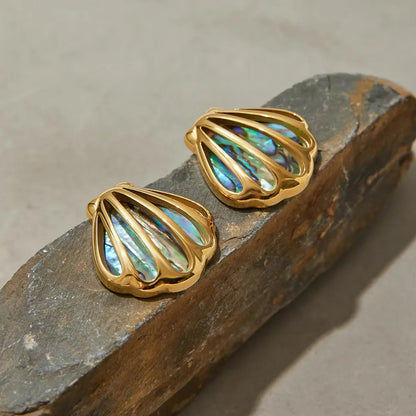 [Royal&Vicky]Nixie Gold Seashell Earrings