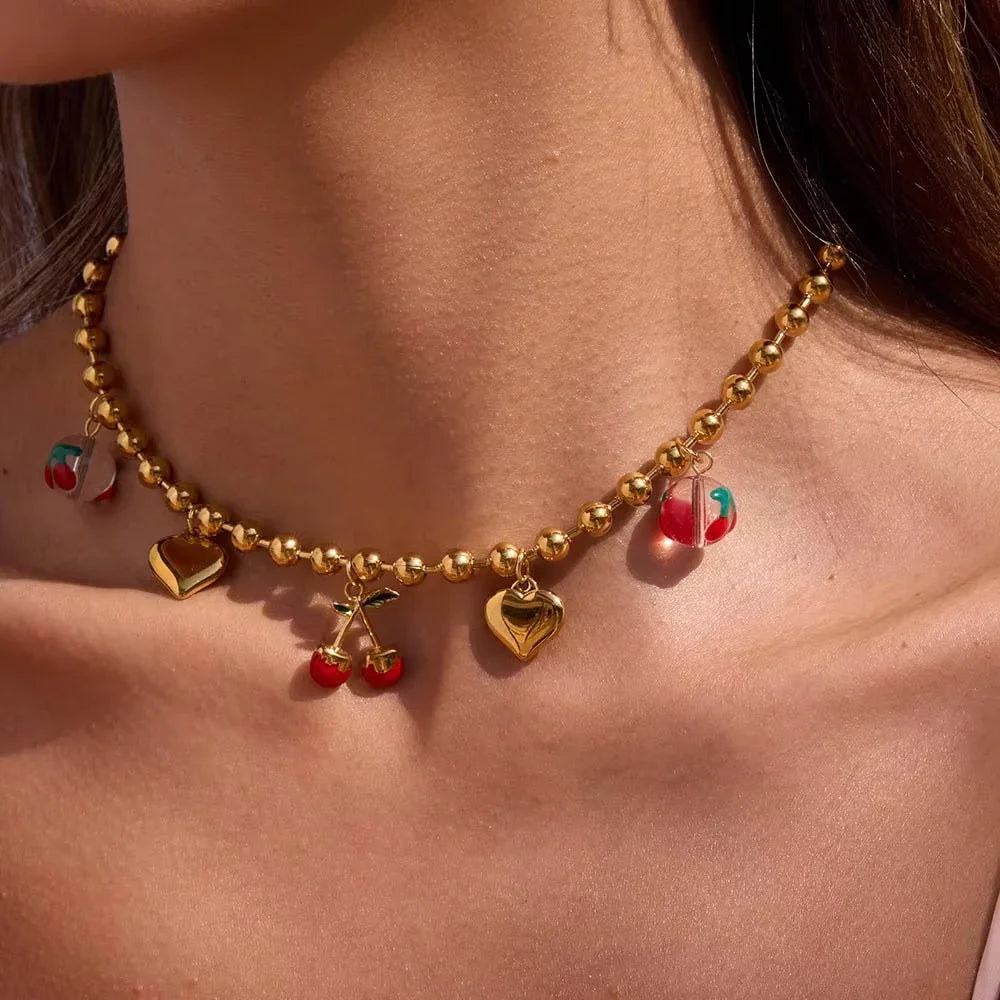 [Royal&Vicky]Kai Gold Cherry Necklace