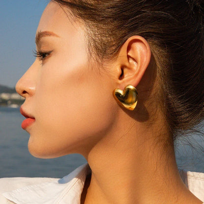 [Royal&Vicky]Aubree Gold Heart Earrings