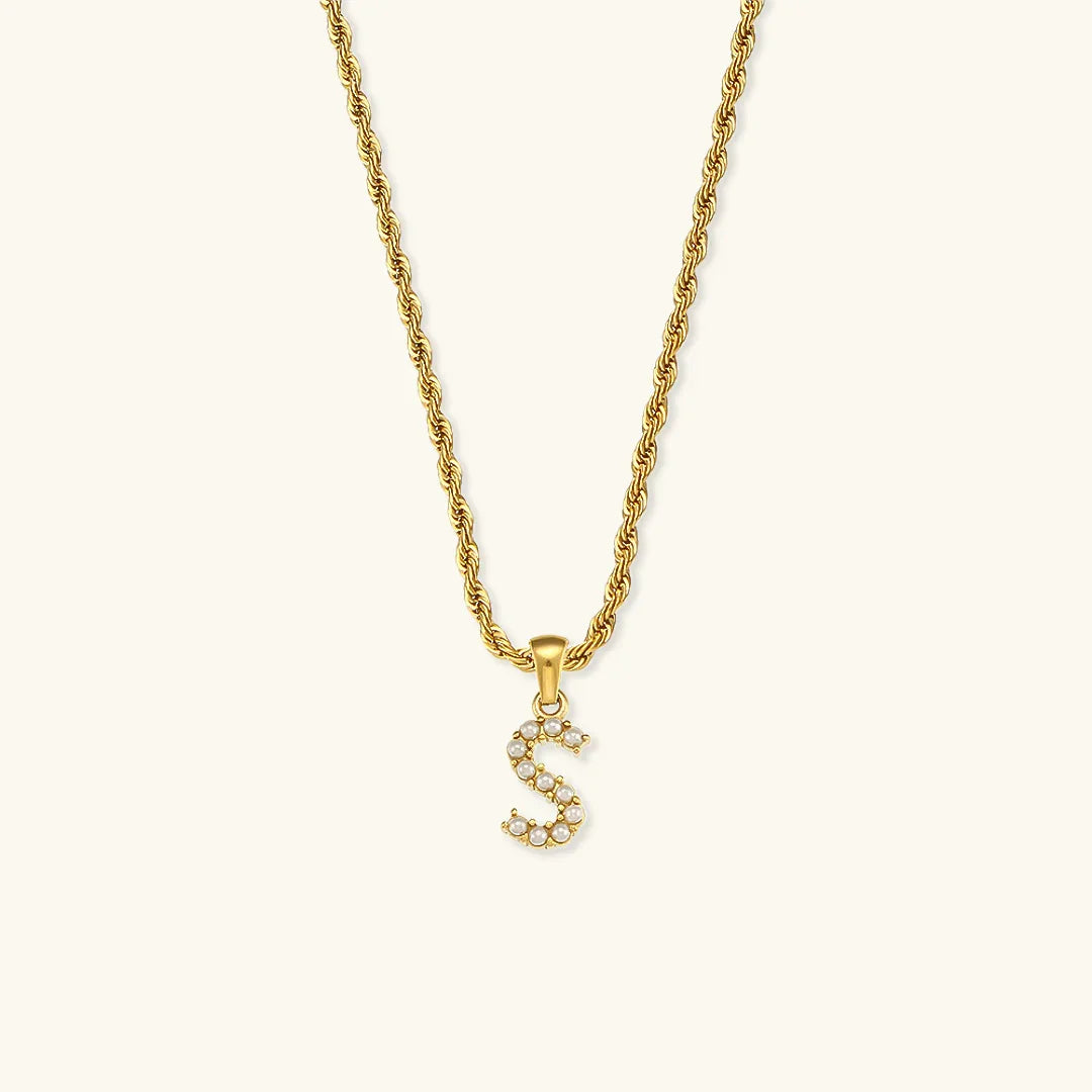 [Royal&Vicky]Elodie Initial Letter Pearl Necklace