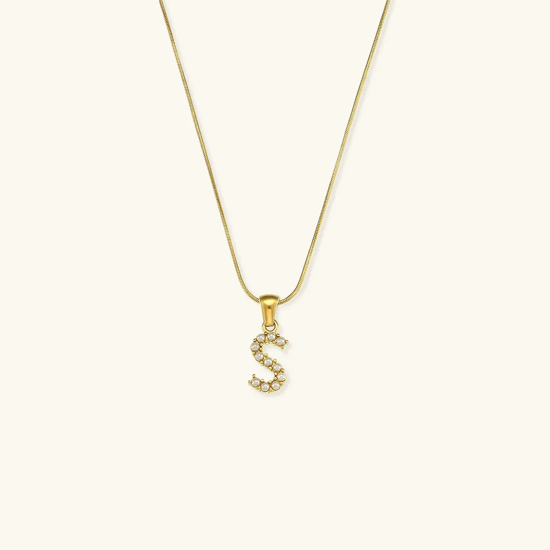 [Royal&Vicky]Augustine Initial Letter Pearl Necklace