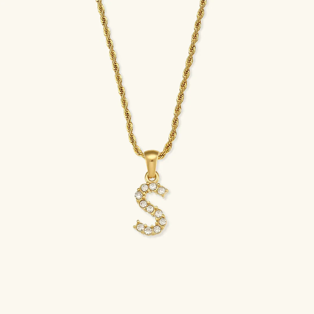[Royal&Vicky]Maeve Letter Initial Diamond Necklace