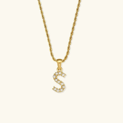 [Royal&Vicky]Maeve Letter Initial Diamond Necklace