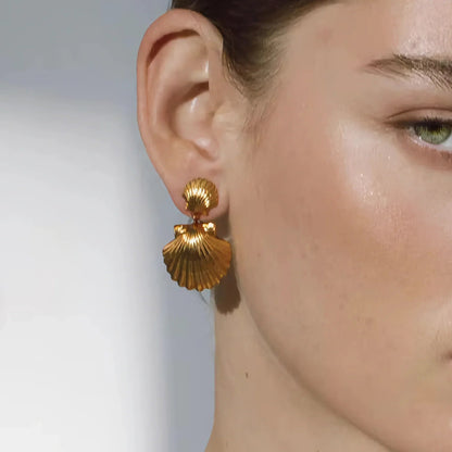 [Royal&Vicky]Sandy Gold Seashell Earrings