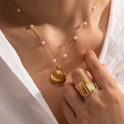[Royal&Vicky]Aloha Gold Seashell Ring