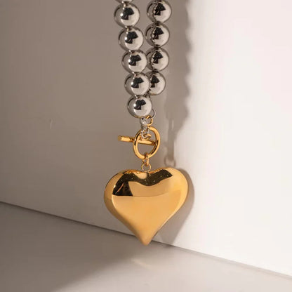 [Royal&Vicky]Alicia Chunky Bead Heart Pendant