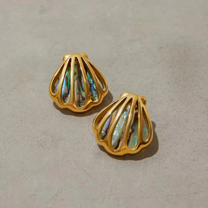 [Royal&Vicky]Nixie Gold Seashell Earrings