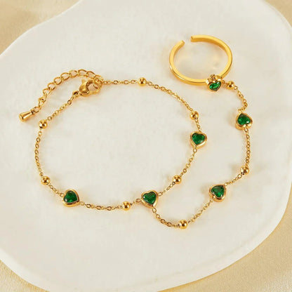 [Royal&Vicky]Gladys Emerald Heart Hand Chain