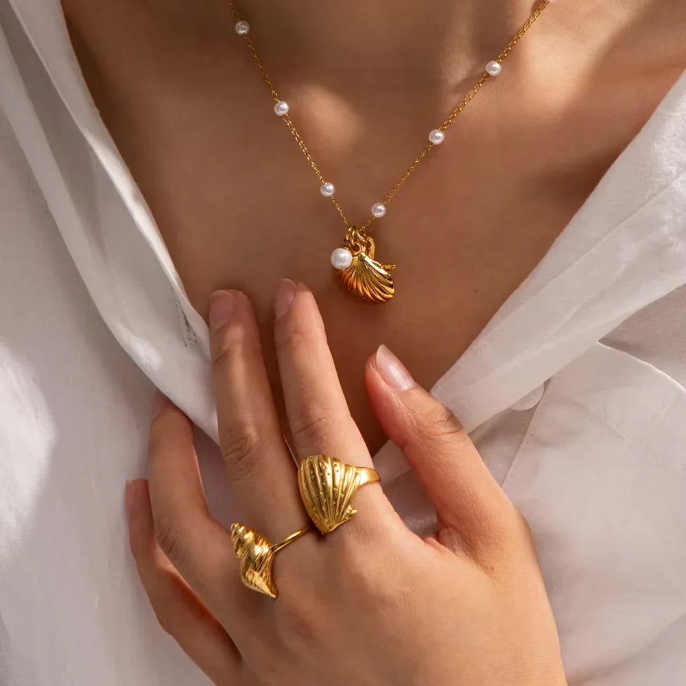 [Royal&Vicky]Aloha Gold Seashell Ring
