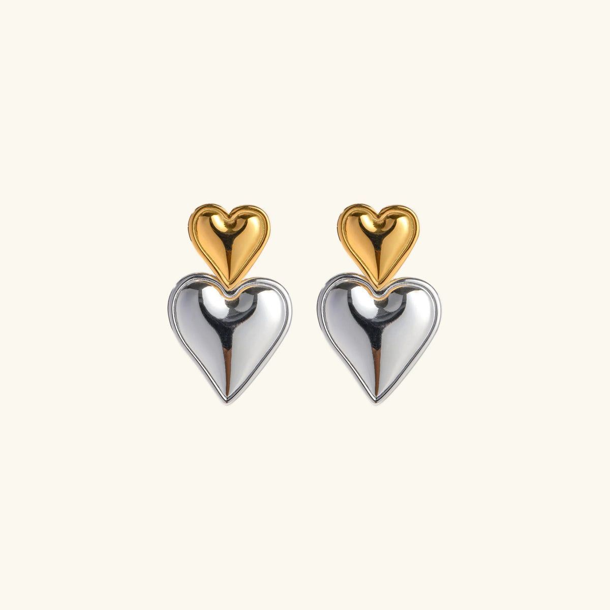 [Royal&Vicky]Zofia Two Tone Heart Earrings