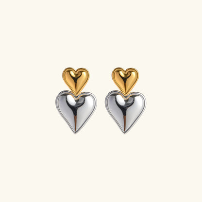 [Royal&Vicky]Zofia Two Tone Heart Earrings