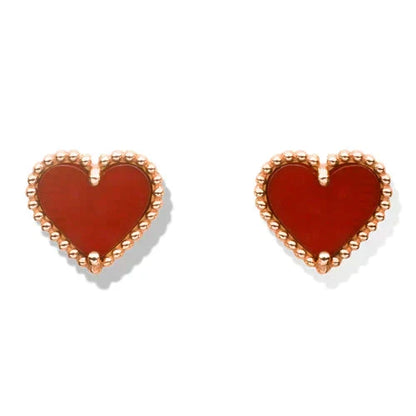 [Royal&Vicky]HEART CARNELIAN STUD EARRINGS
