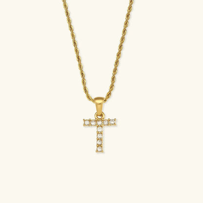 [Royal&Vicky]Maeve Letter Initial Diamond Necklace