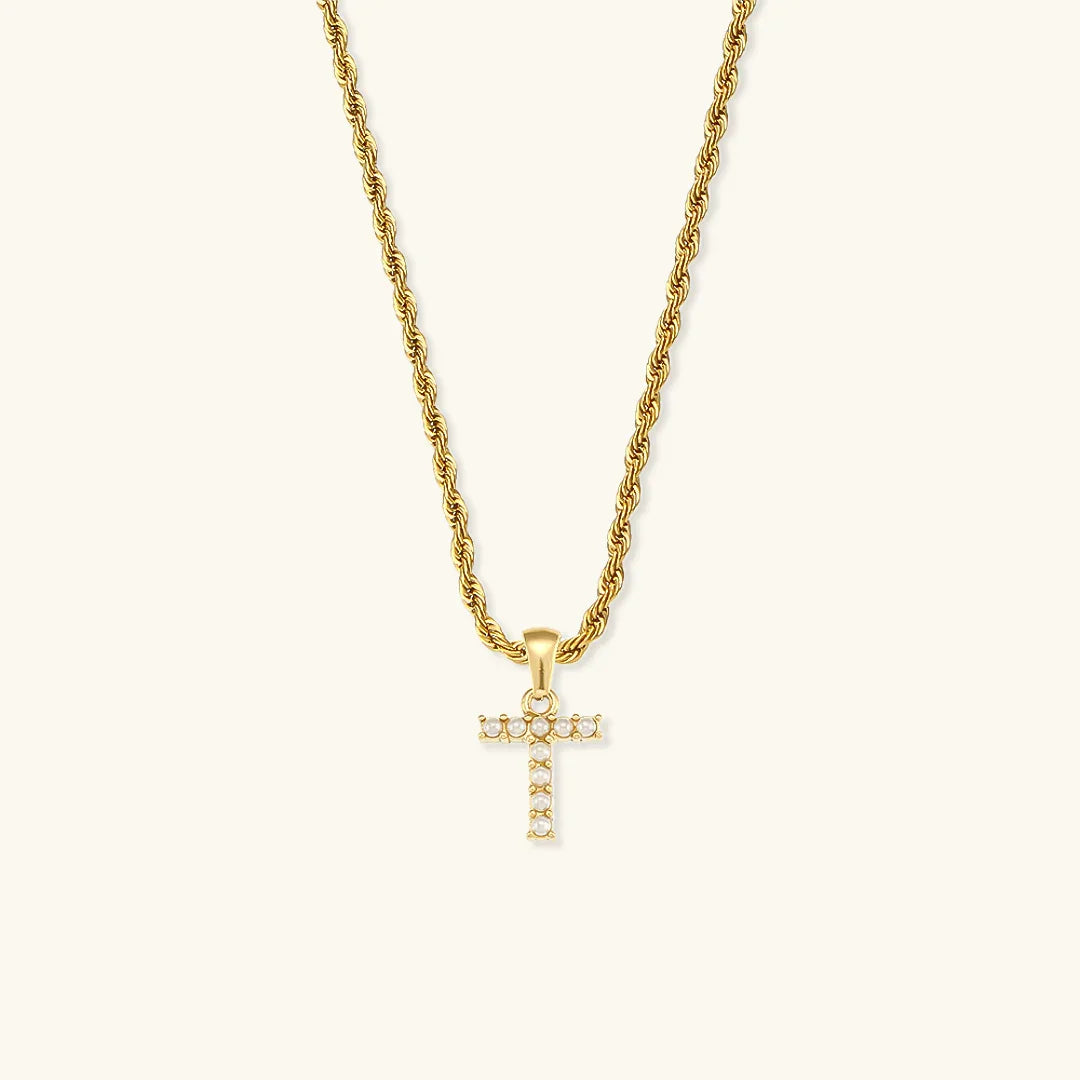 [Royal&Vicky]Elodie Initial Letter Pearl Necklace