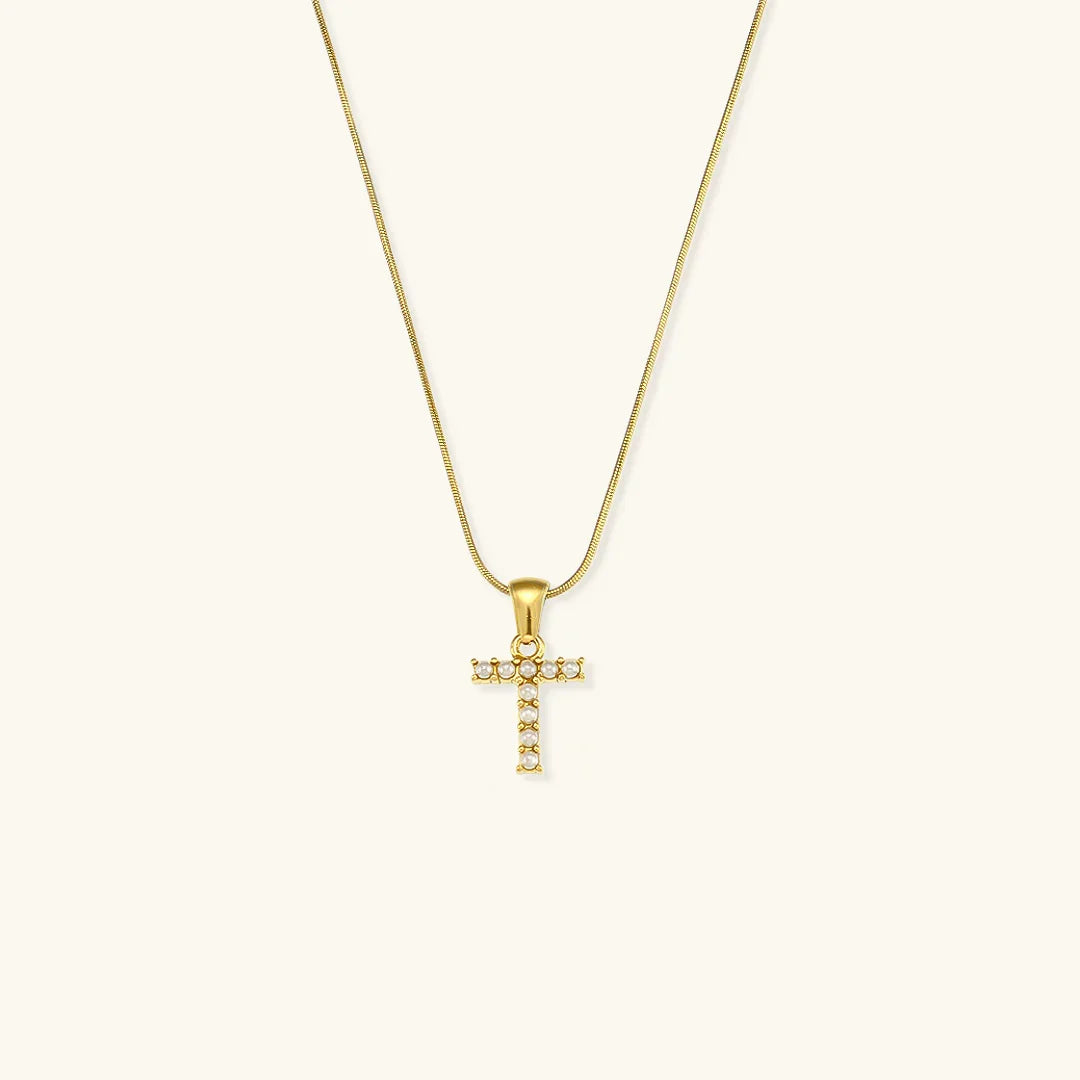 [Royal&Vicky]Augustine Initial Letter Pearl Necklace