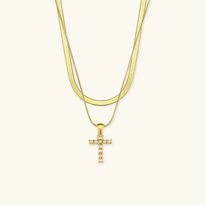 [Royal&Vicky]Fiona Layered Gold Initial Letter Necklace