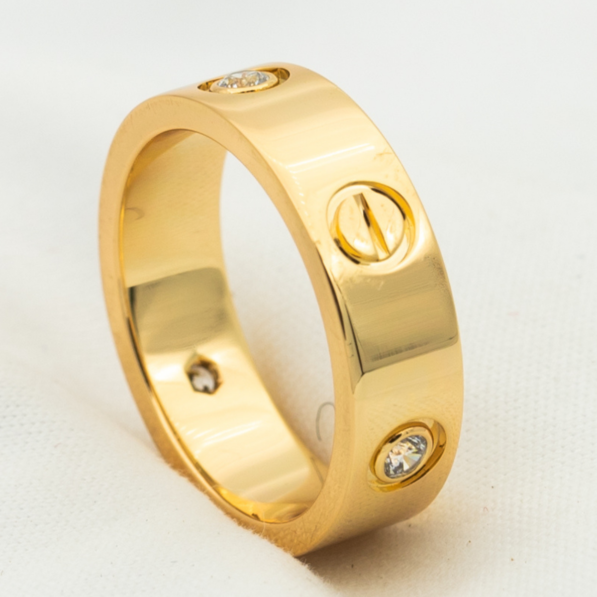 [Royal&Vicky]LOVE RING 5.5MM 3 DIAMONDS PINK GOLD