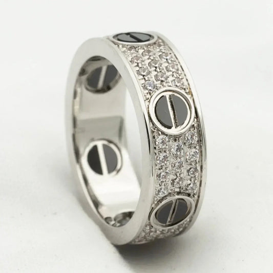 [Royal&Vicky]LOVE RING 5.5MM DIAMONDS PAVED CERAMIC