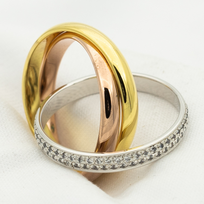 [Royal&Vicky]TRINITY RING GOLD PINK GOLD SILVER DIAMONDS