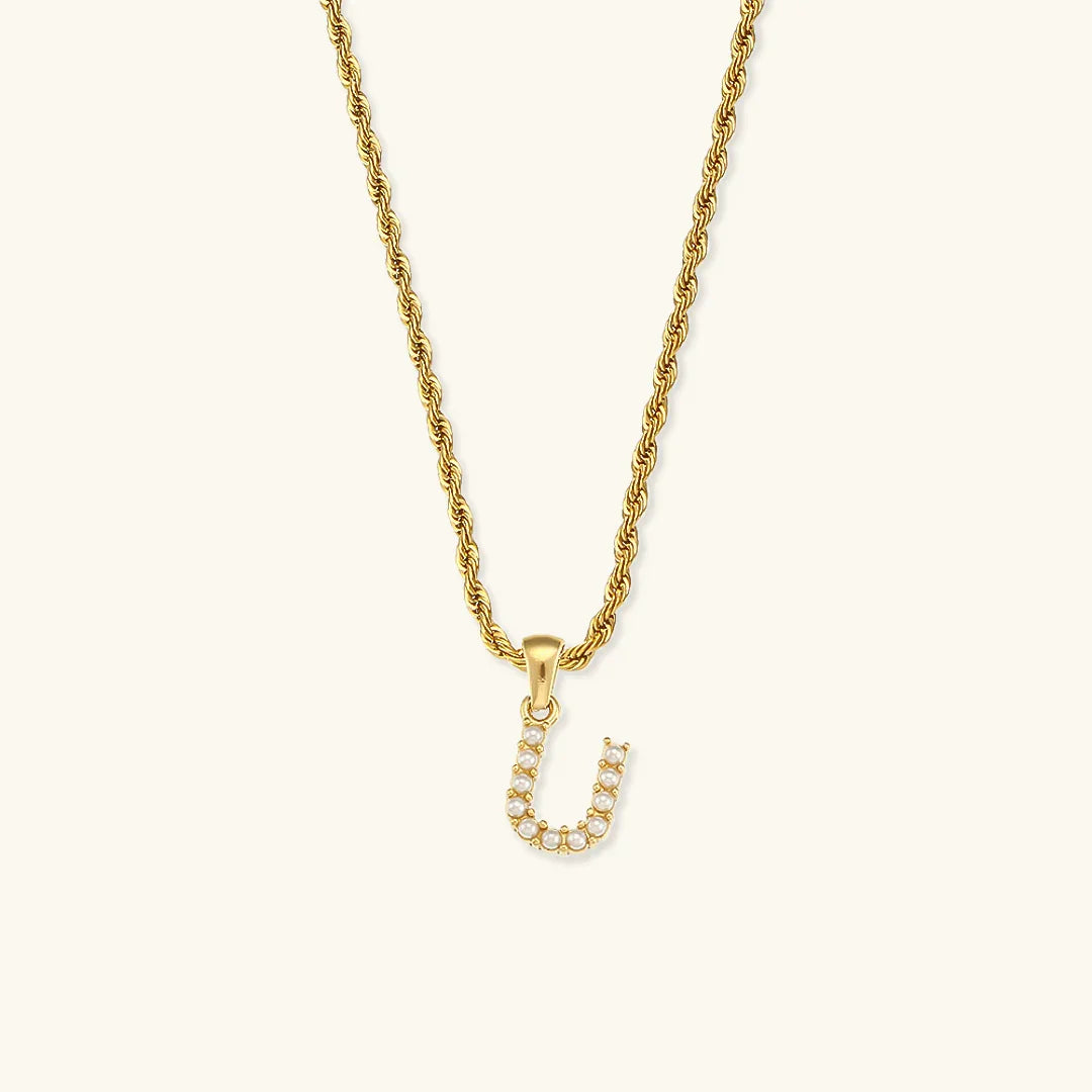 [Royal&Vicky]Elodie Initial Letter Pearl Necklace