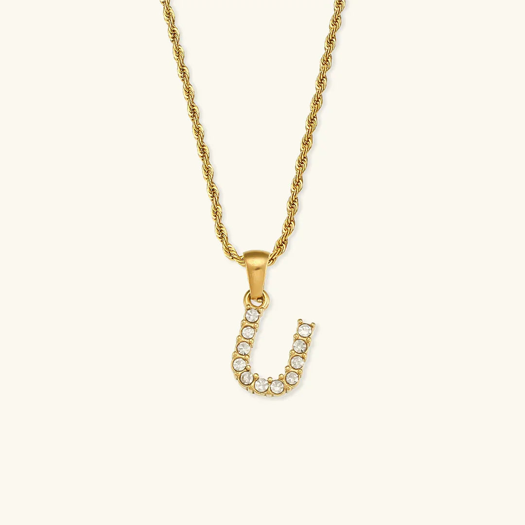 [Royal&Vicky]Maeve Letter Initial Diamond Necklace