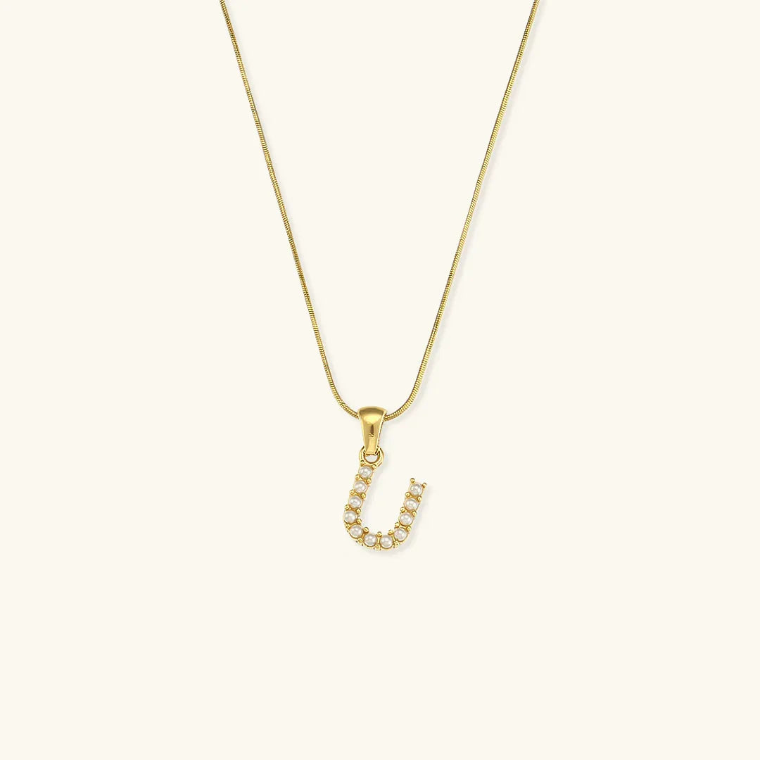 [Royal&Vicky]Augustine Initial Letter Pearl Necklace