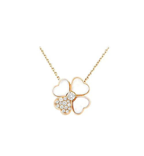 [Royal&Vicky]CLOVER MOP DIAMOND ROSE GOLD NECKLACE