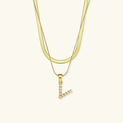 [Royal&Vicky]Fiona Layered Gold Initial Letter Necklace