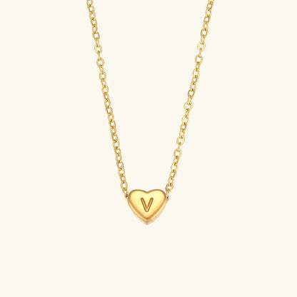 [Royal&Vicky]Heart Initial Gold Necklace