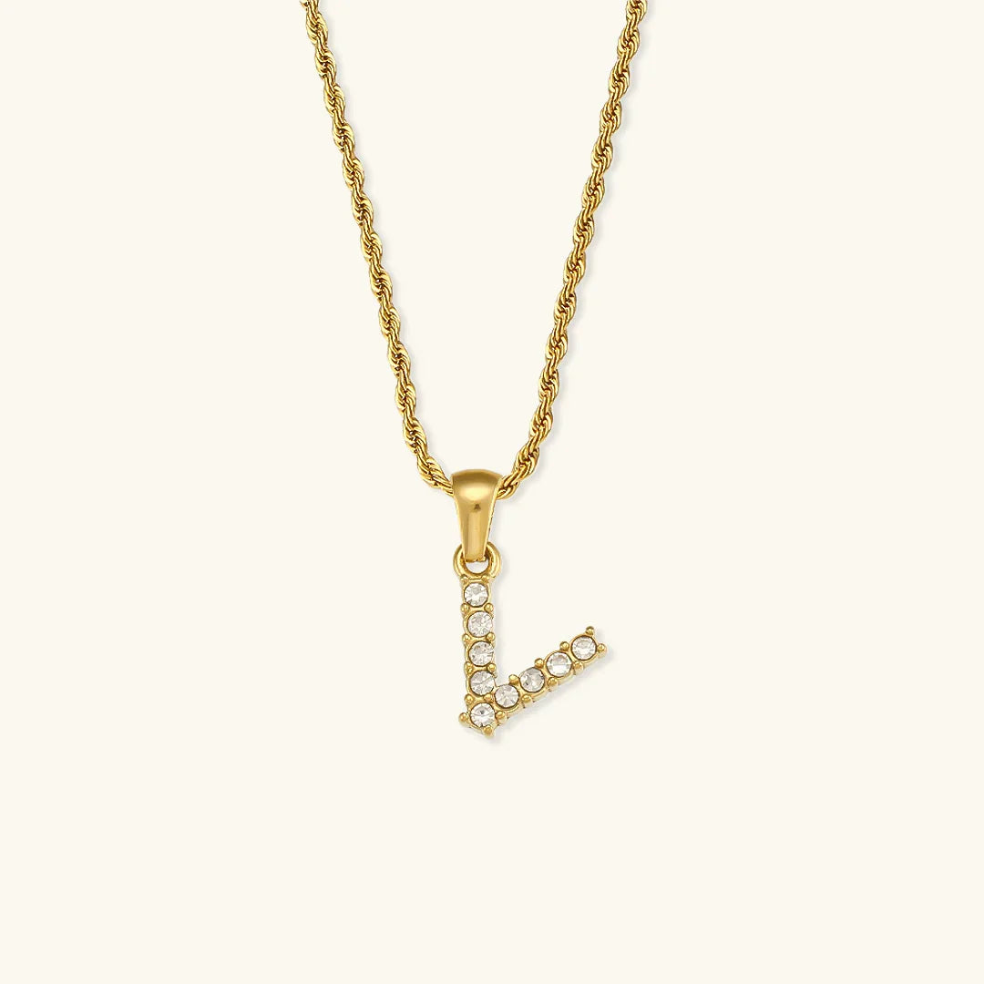 [Royal&Vicky]Maeve Letter Initial Diamond Necklace