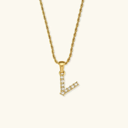 [Royal&Vicky]Maeve Letter Initial Diamond Necklace