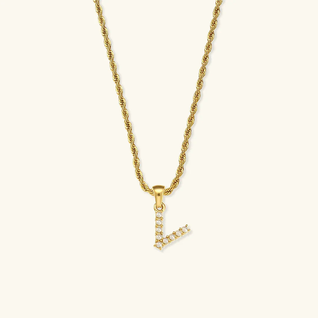 [Royal&Vicky]Elodie Initial Letter Pearl Necklace