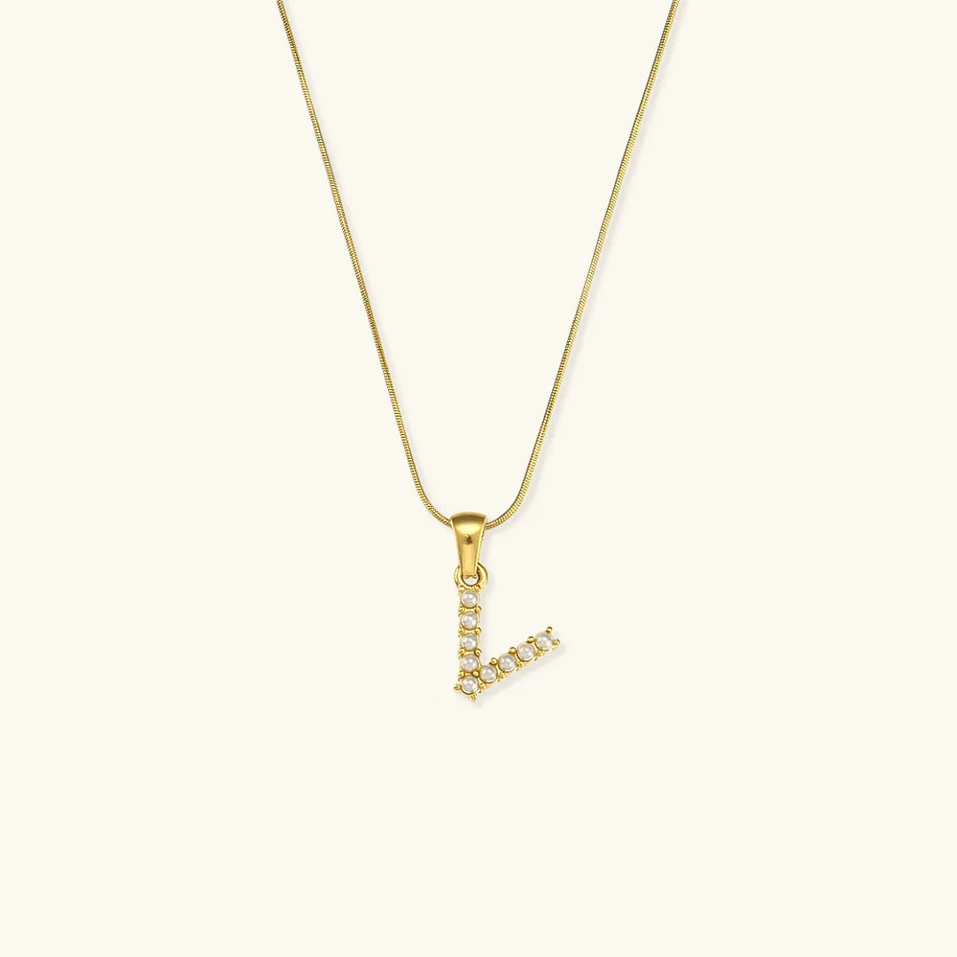 [Royal&Vicky]Augustine Initial Letter Pearl Necklace