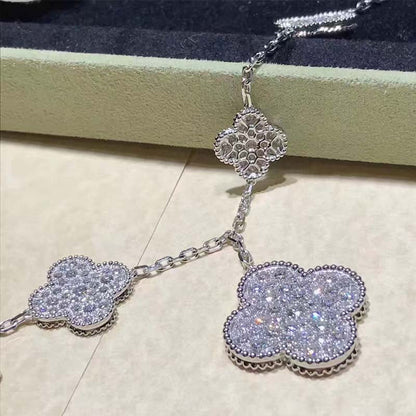 [Royal&Vicky]CLOVER 6 MOTIFS SILVER DIAMOND BRACELET